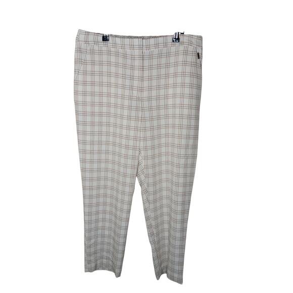 New Tommy Hilfiger Women’s Plaid Ankle Pants Size 12 Beige Check Stretch - Picture 2 of 14